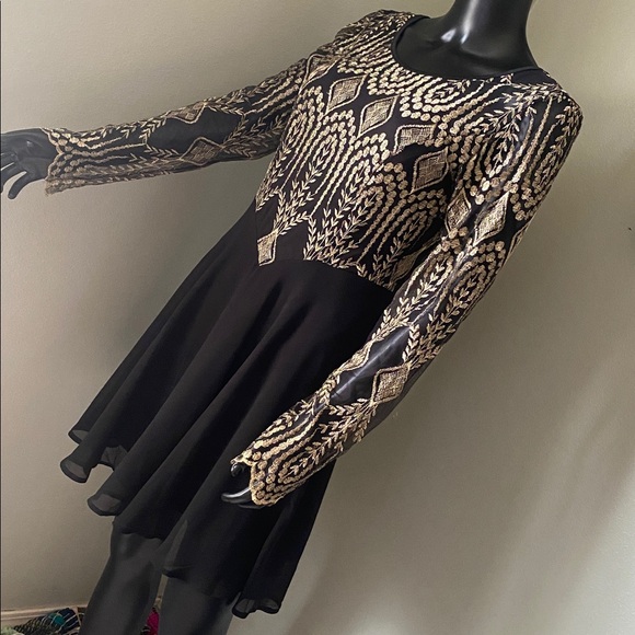 Altar'd State Black Dress with Gold Detailing - Picture 5 of 14